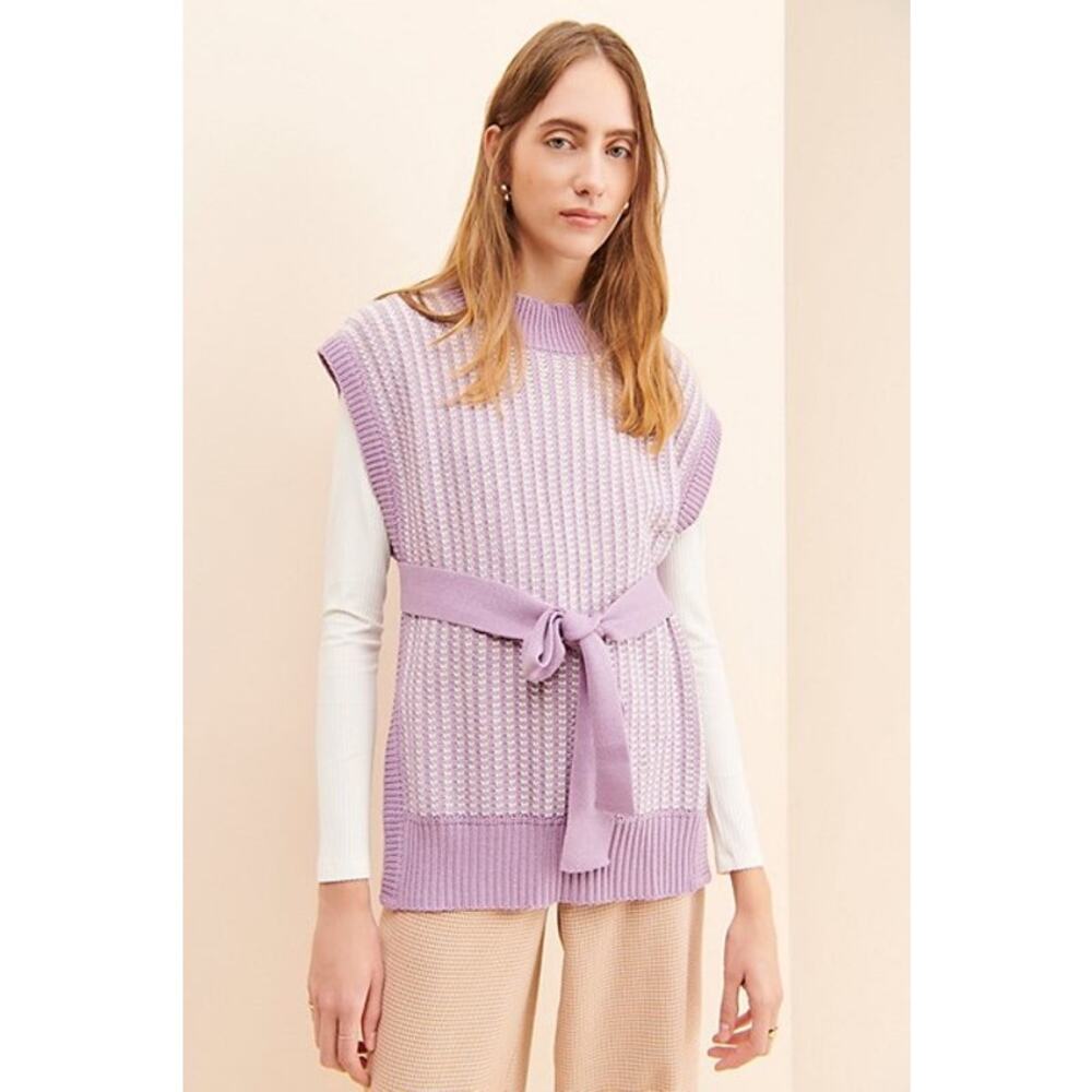 Margo Baridon Dickie Sweater Vest Purple White Size M/L
